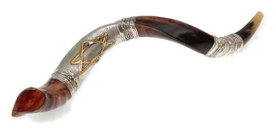 Yemenite Shofars Plated with Silver 925 Decorations, Small