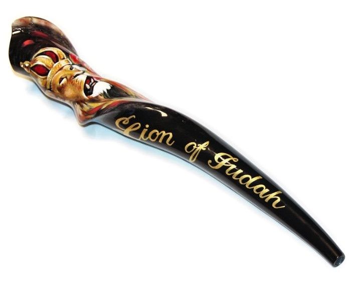 Eland shofar, painted Lion of Judah